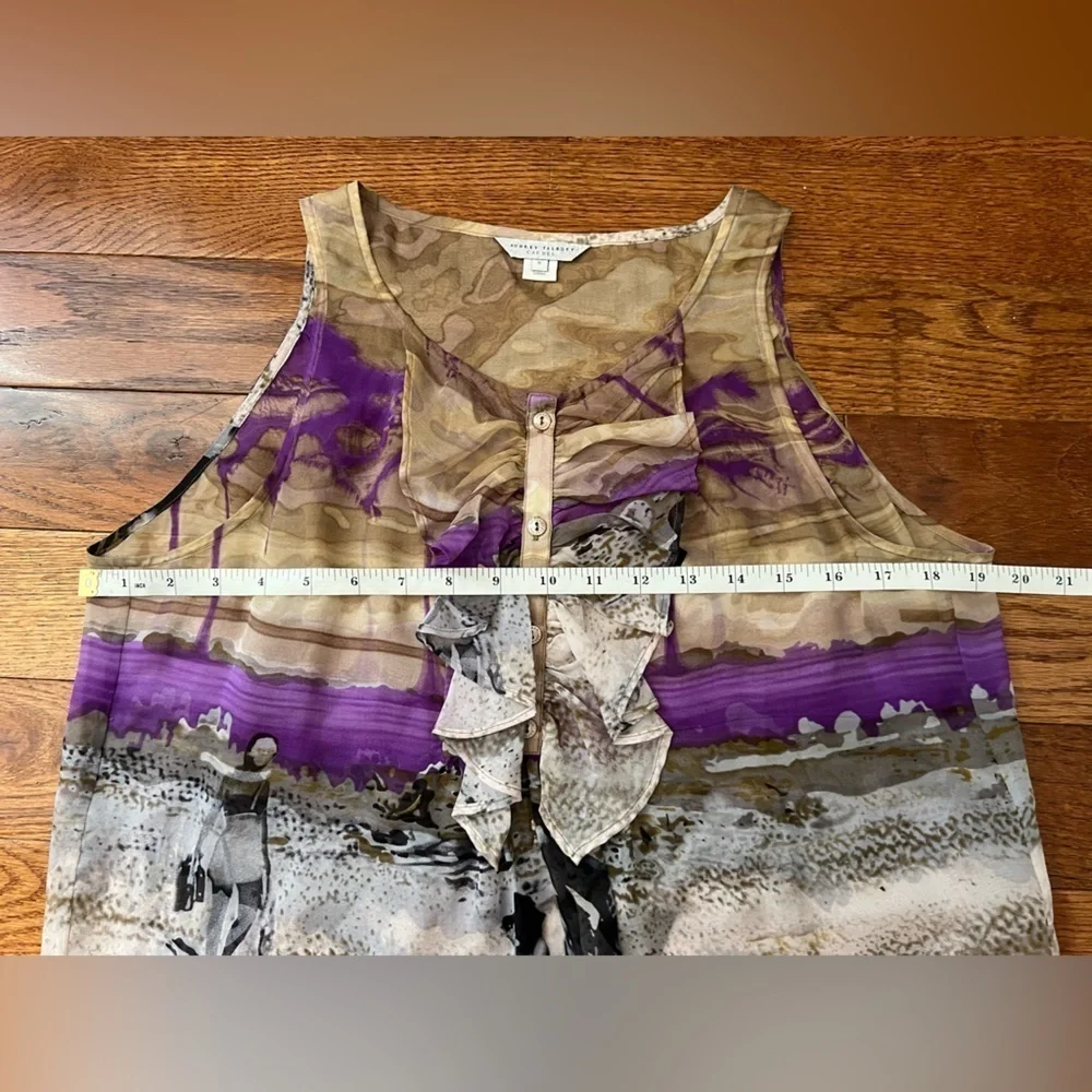 Audrey Talbott Carmel Multi Color Beach 🏖️ Print 100% Silk Blouse Sz 6